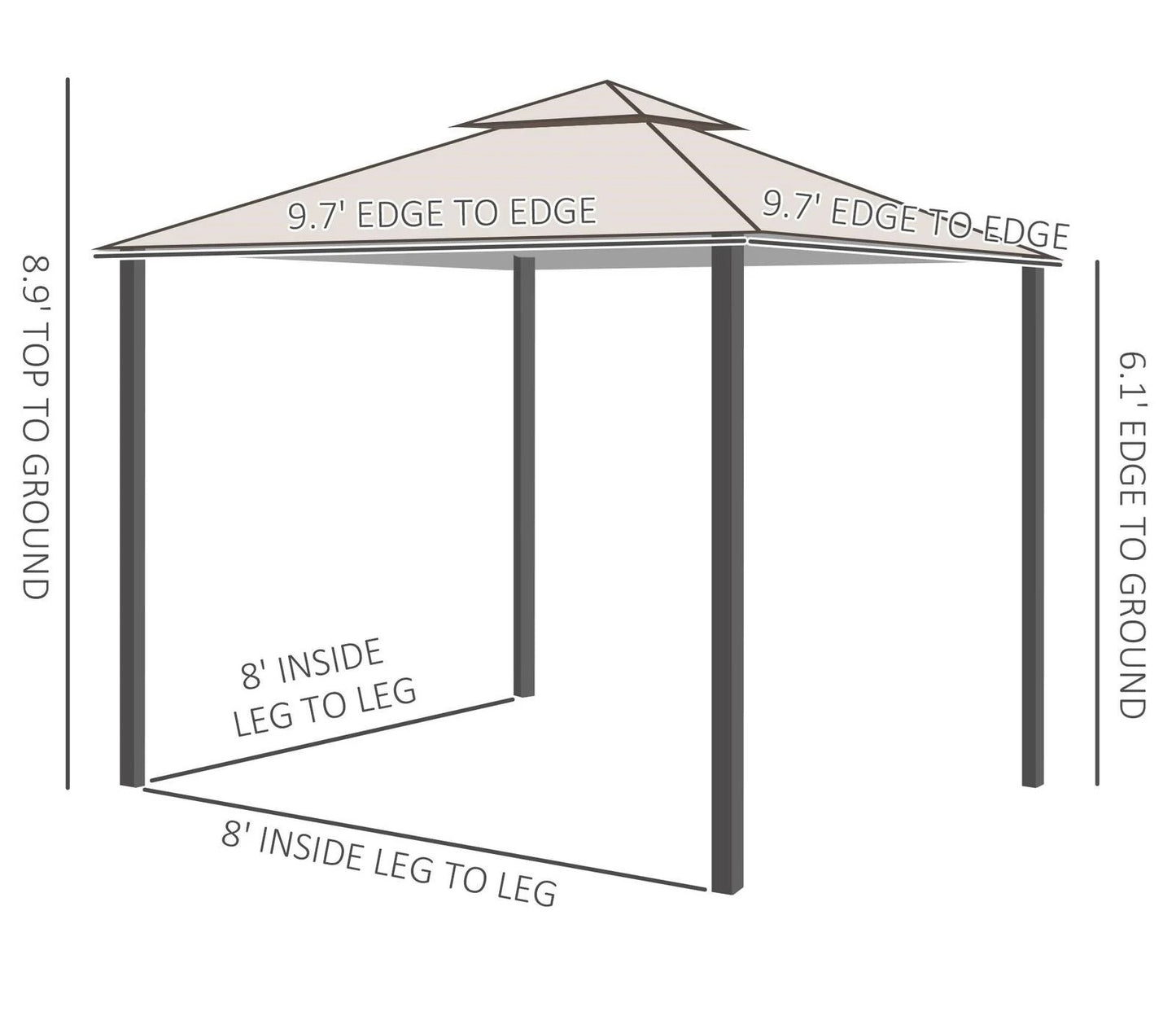 New Soft Top Steel Gazebo 10' x 10'