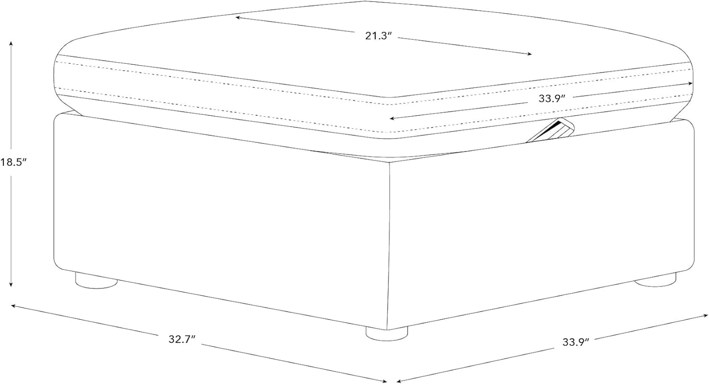 CHITA 34 Inch Upholstered Square Modular Storage Ottoman