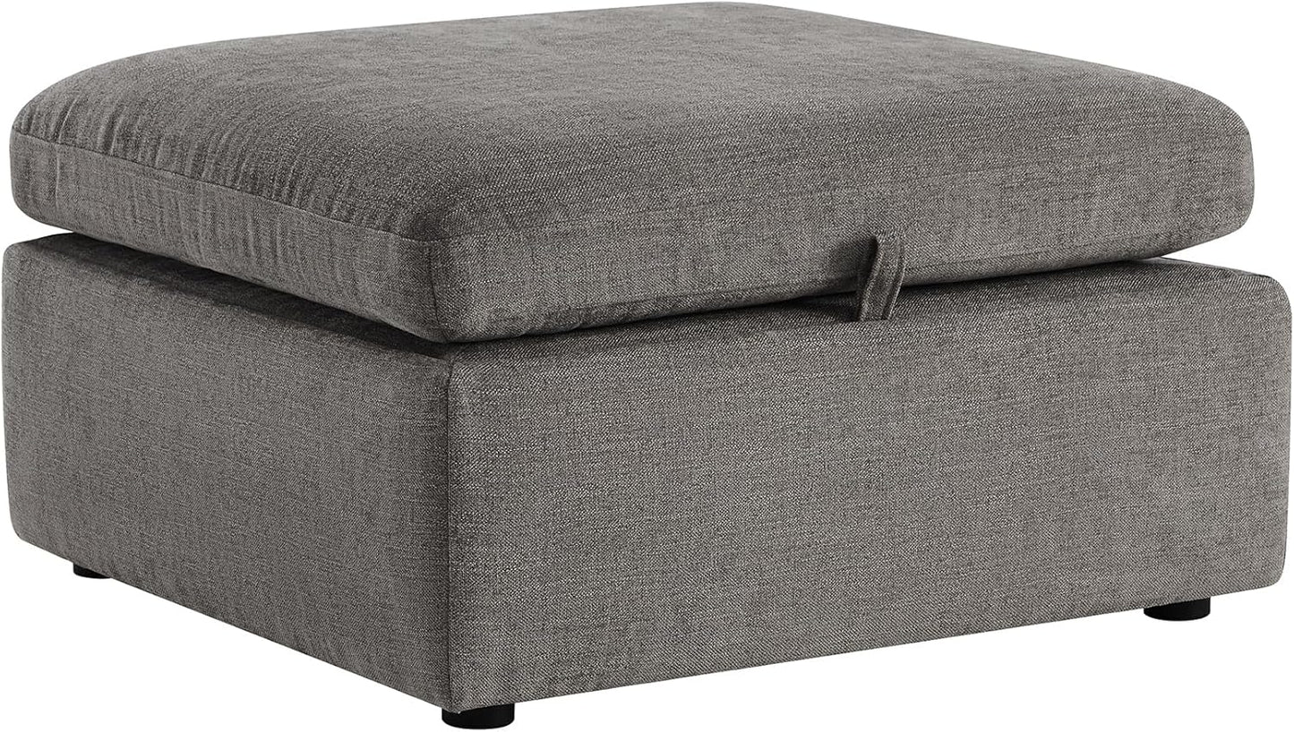 CHITA 34 Inch Upholstered Square Modular Storage Ottoman