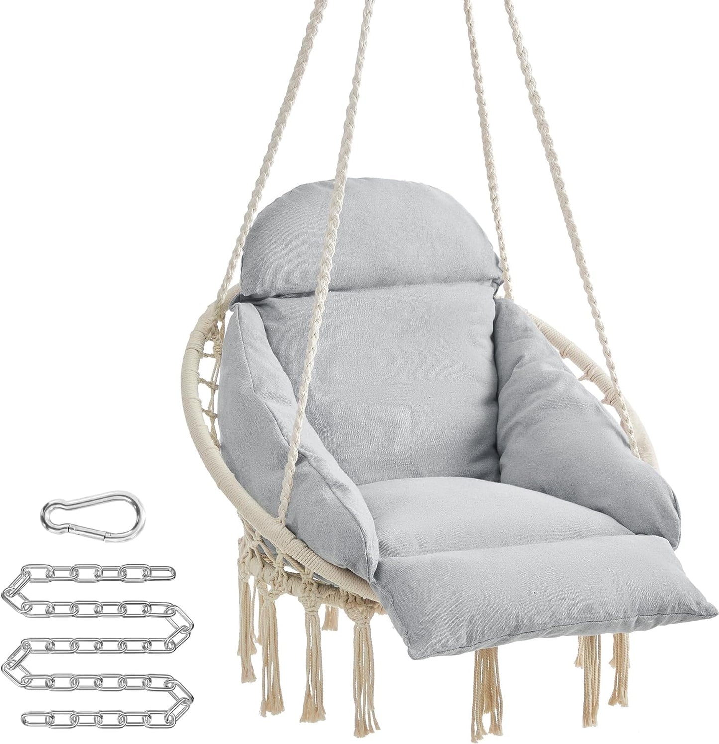 SONGMICS Hanging Hammock Chair with Large, Thick Cushion