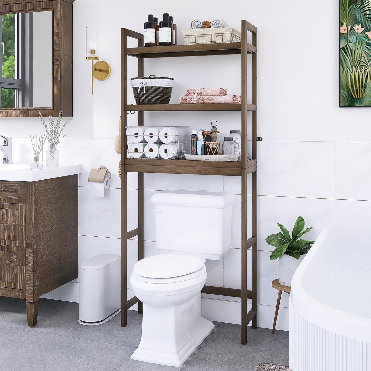 Bamboo Over The Toilet Storage Shelf