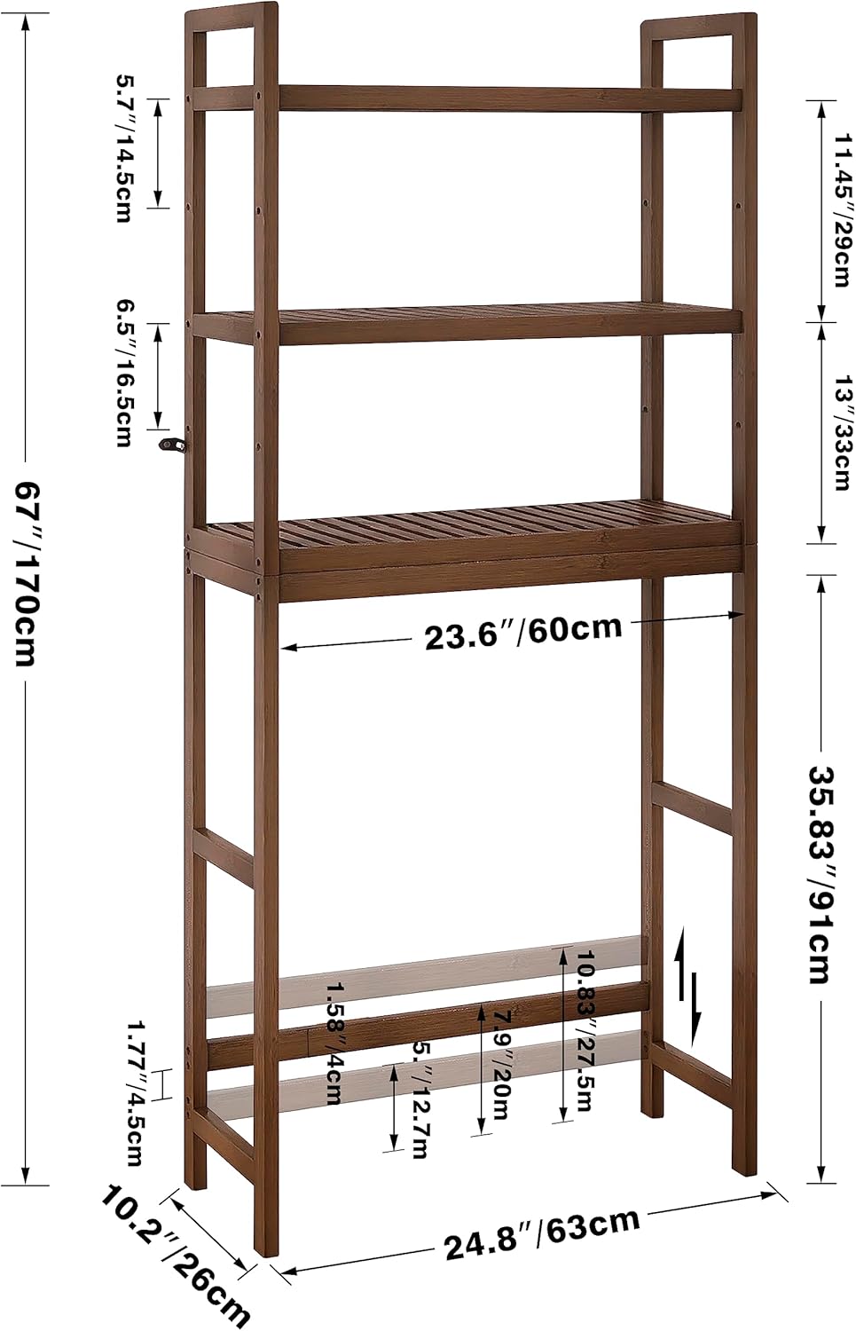 Bamboo Over The Toilet Storage Shelf