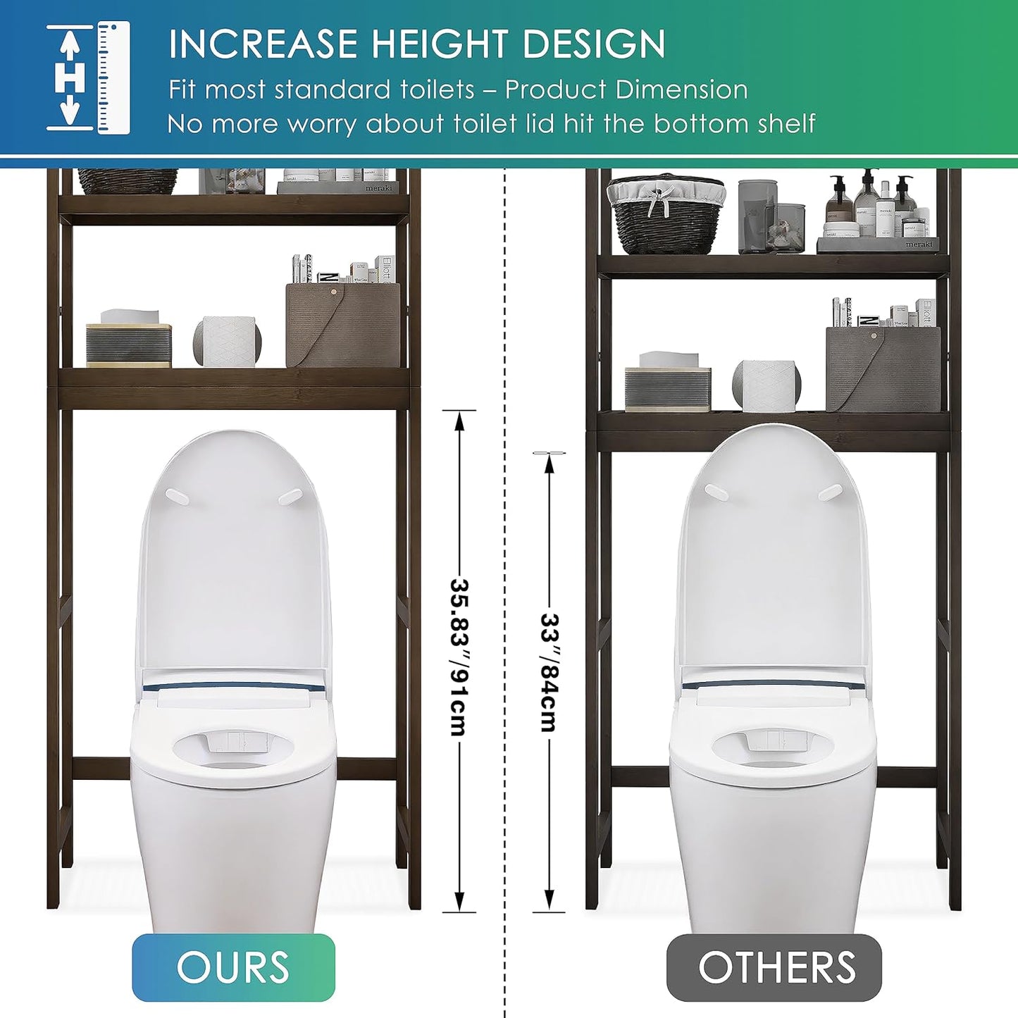 Bamboo Over The Toilet Storage Shelf