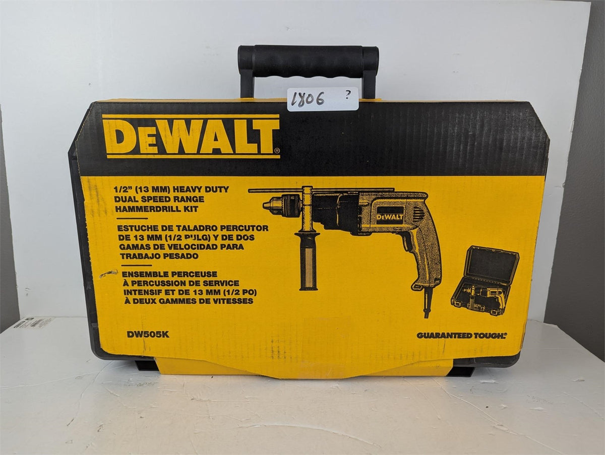 DEWALT 7.8 Amp 1/2-inch Variable Speed Reversing Dual-Range Hammer Drill with kit box