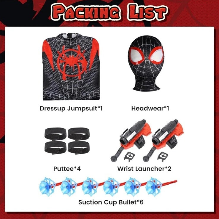 Skirfy Kids Halloween Spider Cosplay Costume & Web Shooters Toy